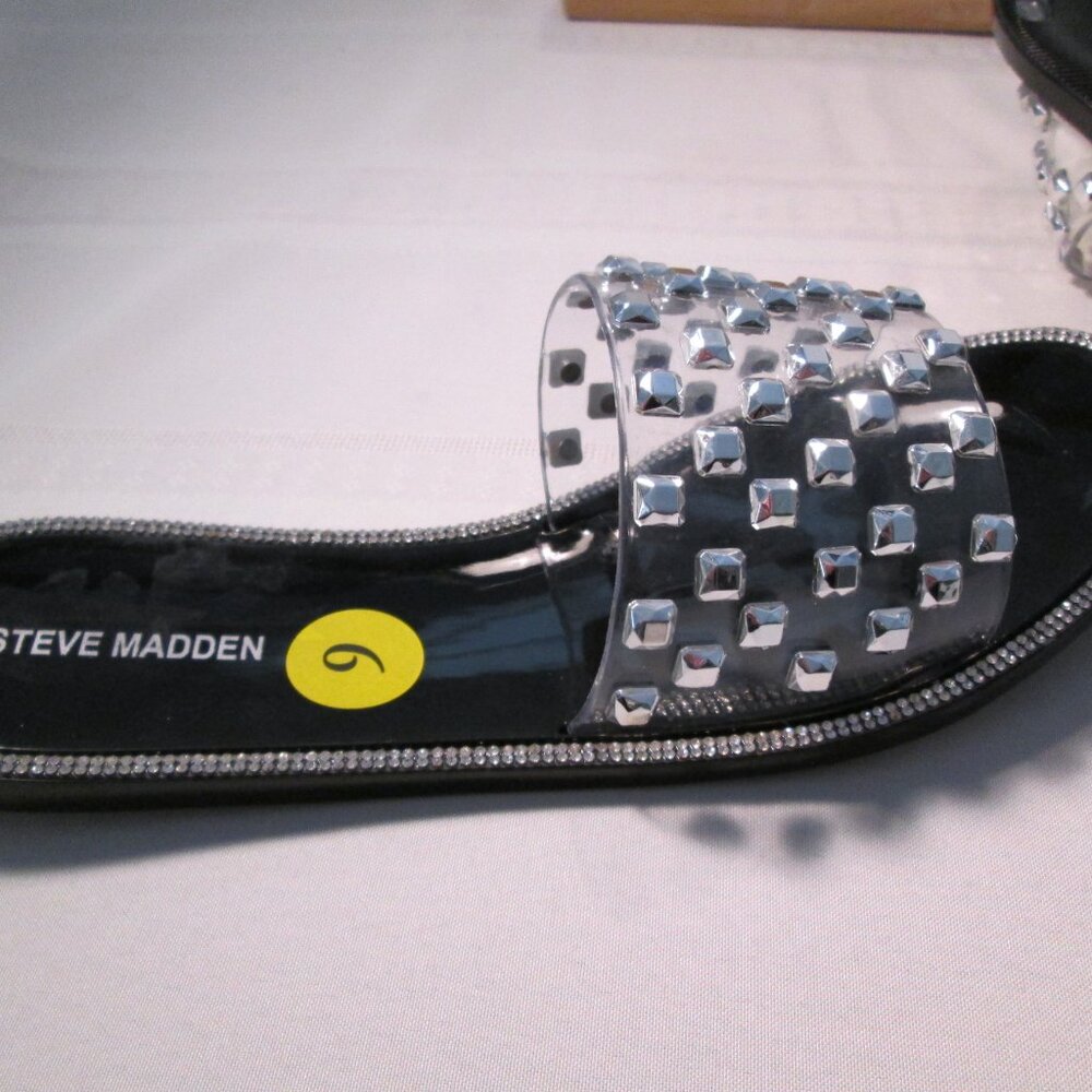Steve Madden Jynn Clear Sandals with Metallic Embellishments Sz 9 - Picture 5 of 10
